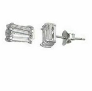 Sterling Silver Baguette Stud Earrings